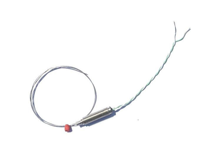 Termopar con aislamiento mineral de respuesta rpida de 0,25 mm de dimetro con olla roscada y colas PFA tipo K IEC