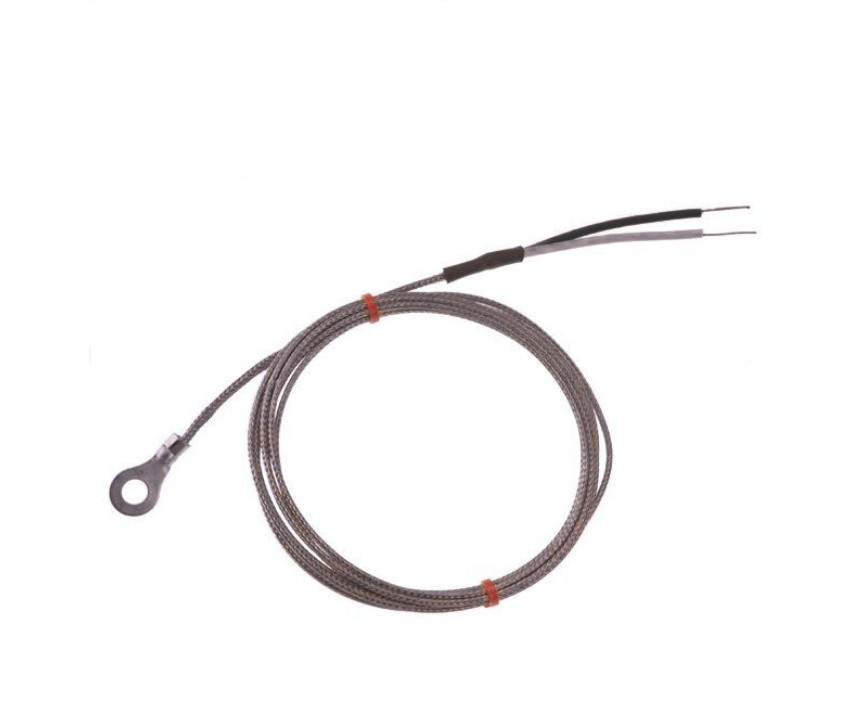 Termopar de arandela IEC, cable aislado en fibra de vidrio con trenza de acero inoxidable tipo J con terminacin de cola desnuda