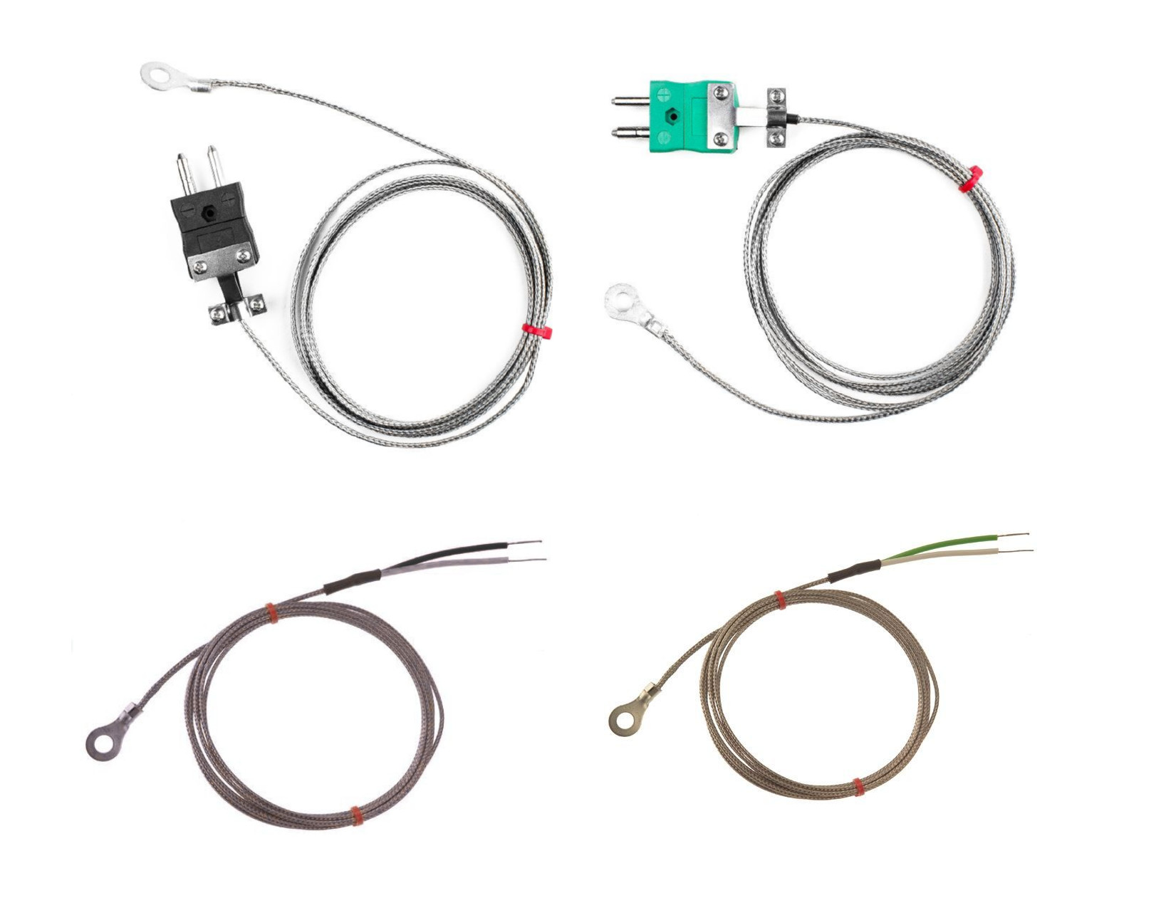 Termopar de arandela IEC, cable aislado en fibra de vidrio con trenza de acero inoxidable