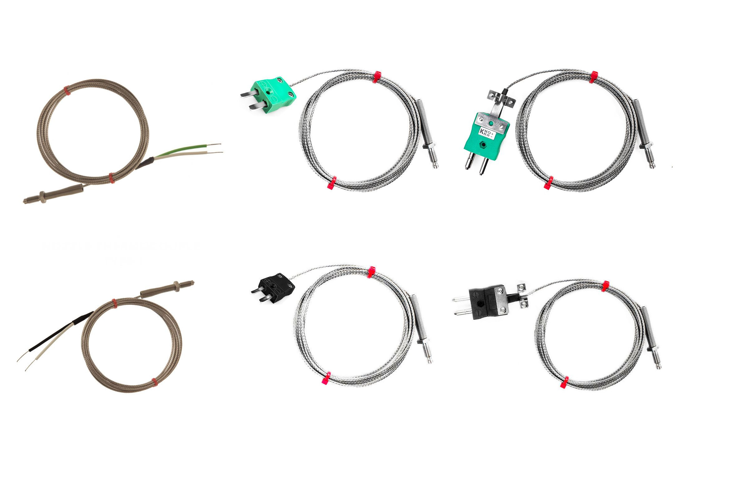Termopar de boquilla IEC, cable aislado de fibra de vidrio con trenzado de acero inoxidable