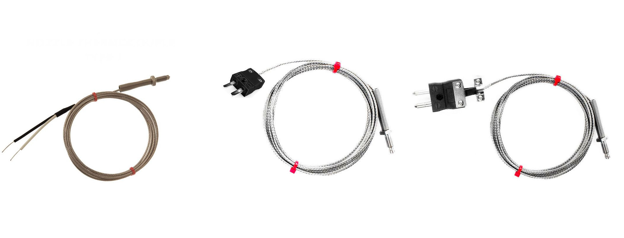 Termopar de boquilla IEC, cable aislado de fibra de vidrio con trenzado de acero inoxidable - Tipo J