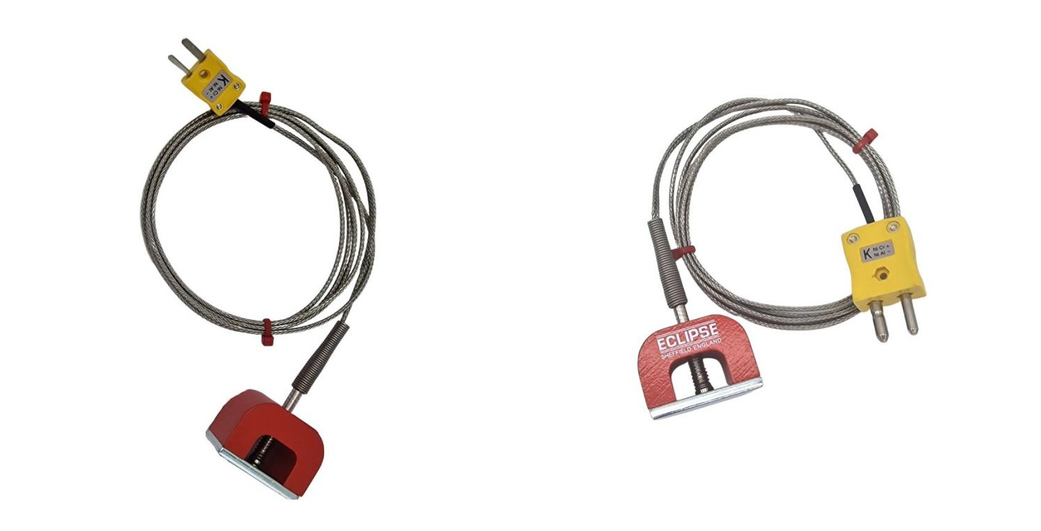 Termopar magntico de potencia de traccin (herradura) tipo K de 9 kg ANSI, cable aislado de PFA con trenza de acero inoxidable