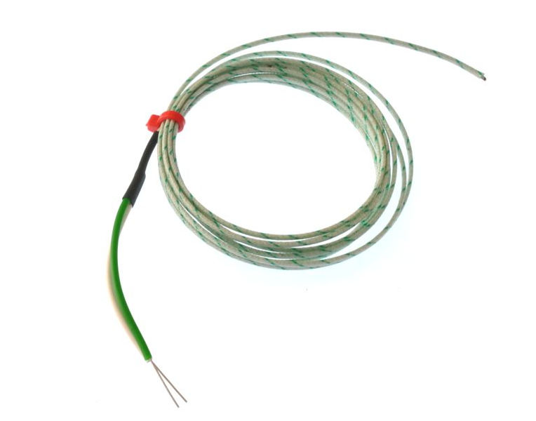 Termopar de unin expuesta IEC de par plano aislado con fibra de vidrio - Tipo K con terminacin de colas desnudas