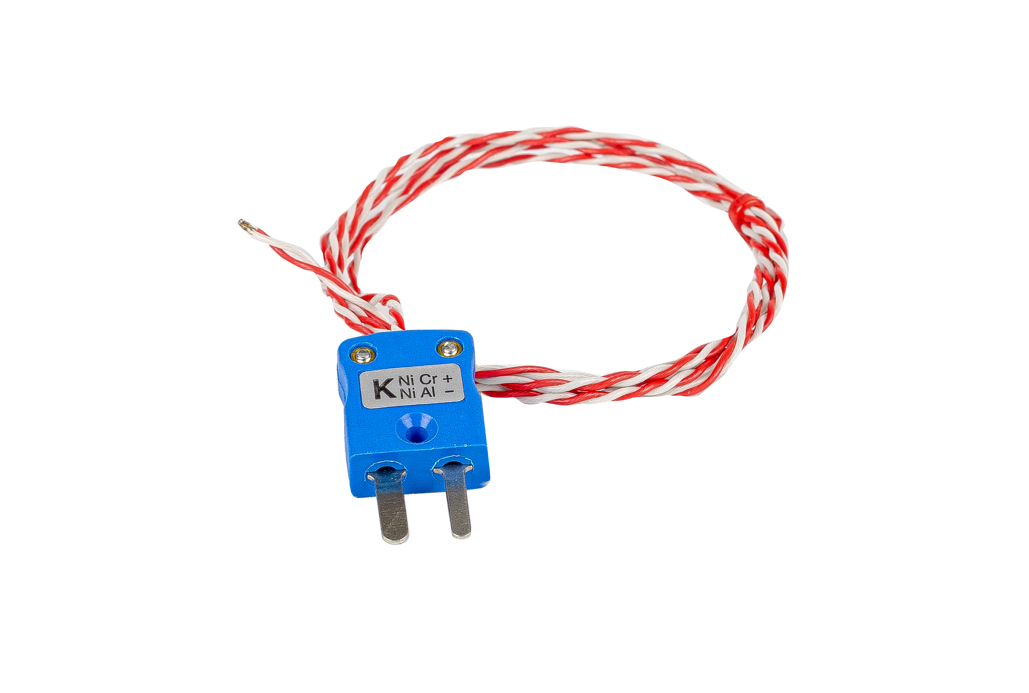 JIS Type K Exposed Welded Tip Thermocouple with PFA Twin Twisted Cable and Miniature Plug Termination