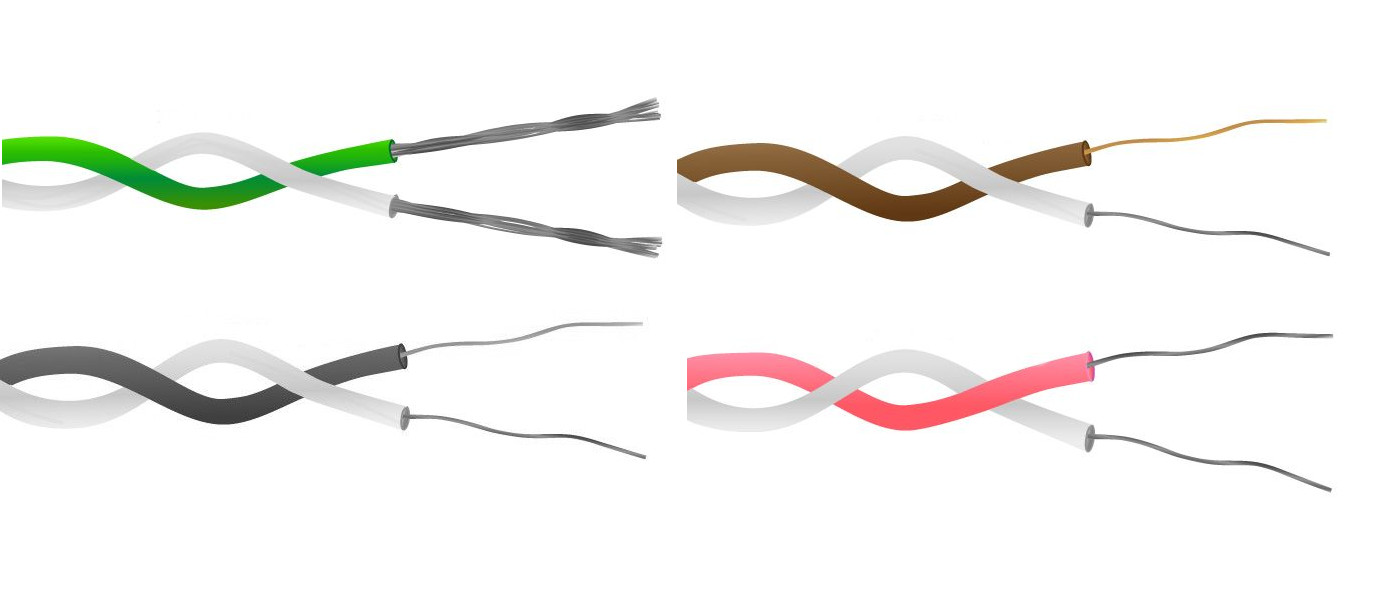 Cable / cable de termopar de par trenzado PFA con doble par, IEC - hilo de 7/0,2 mm