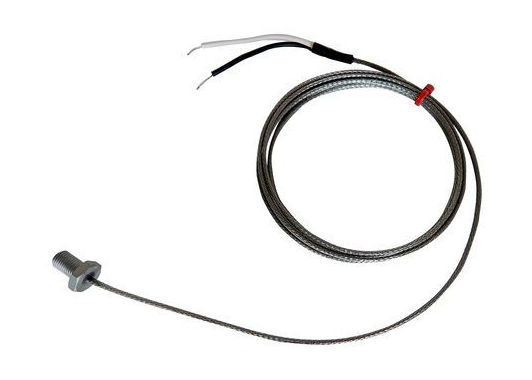 Termopar de pernos IEC, acero inoxidable de fibra de vidrio sobre cable trenzado - tipo J - paso de rosca M8x1mm
