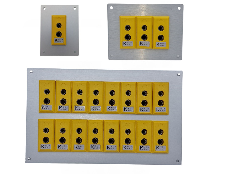 Panel de aluminio para conector de termopar con enchufes estndar ANSI tipo K
