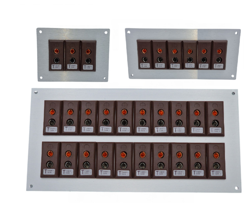 Panel de aluminio para conector de termopar con enchufes estndar IEC tipo T
