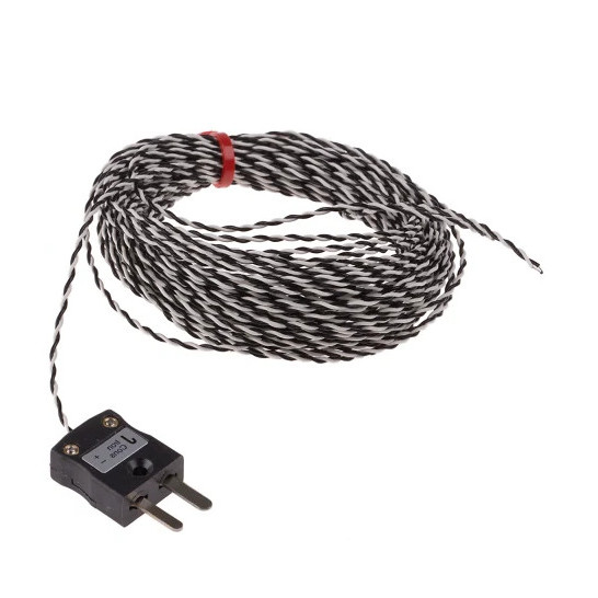 Termopar de unin expuesta IEC de doble torsin con aislamiento de PTFE con enchufe en miniatura - Tipo J