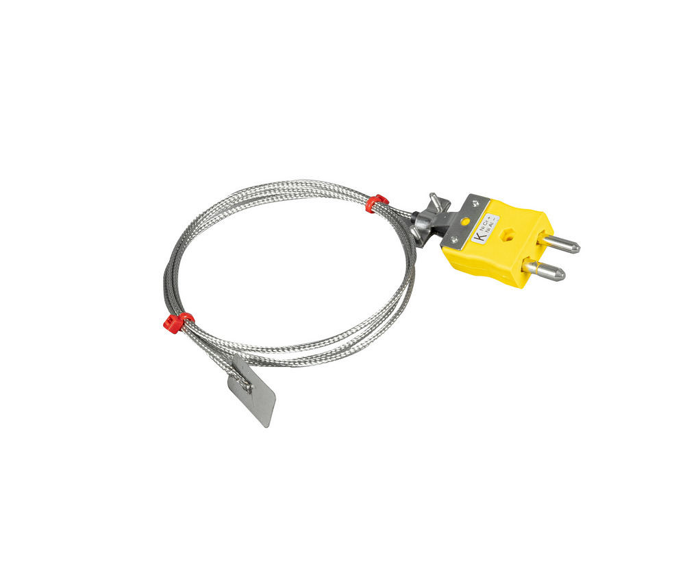 Termopar de hoja ANSI, cable aislado de fibra de vidrio con trenzado de acero inoxidable que termina en enchufe estndar