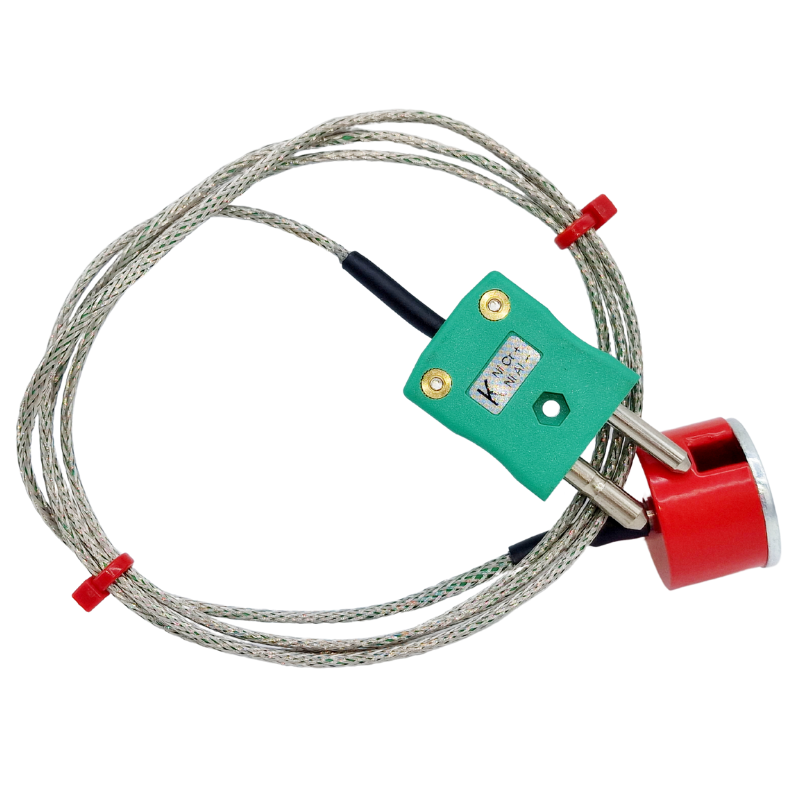 Termopar de imn de traccin IEC tipo K de 3 kg, cable aislado con PFA con trenza de acero inoxidable que termina en enchufe estndar
