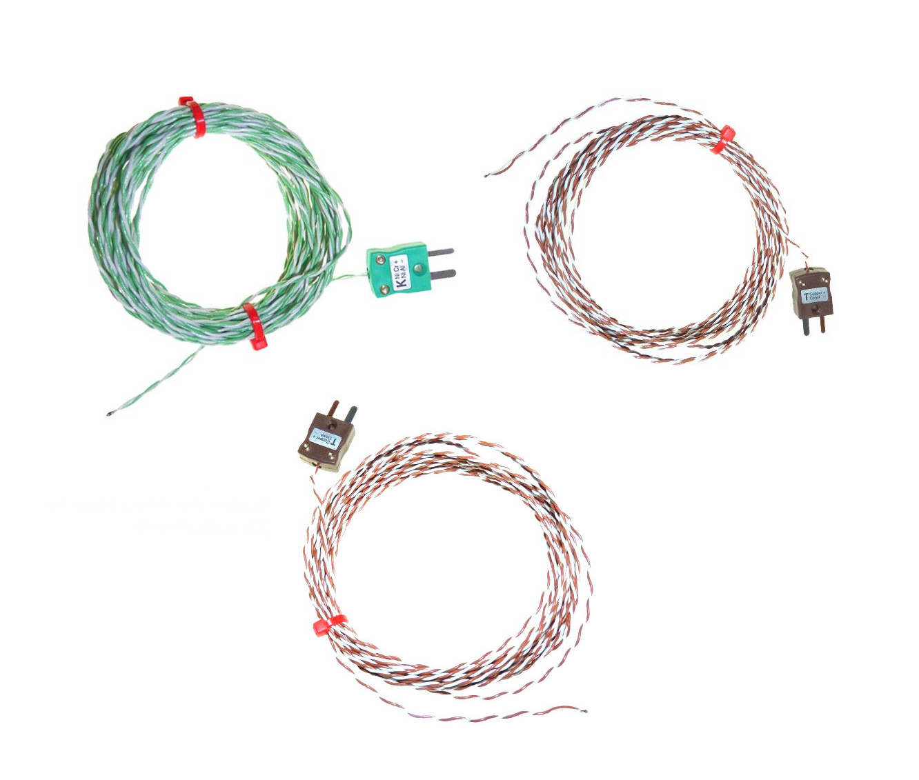 Termopar de unin expuesta IEC de doble torsin con aislamiento de PFA con enchufe en miniatura