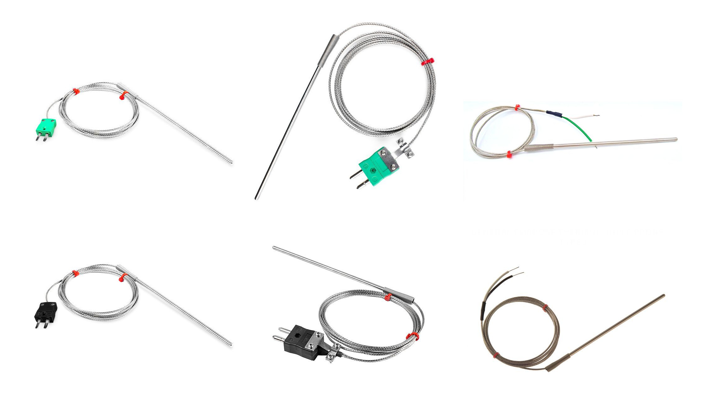 Sonda de termopar de uso general IEC, cable aislado con fibra de vidrio con trenzado de acero inoxidable