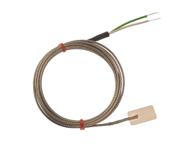 Termopar de hoja IEC, cable aislado de fibra de vidrio con trenzado de acero inoxidable - Tipo K con terminacin de cola desnuda