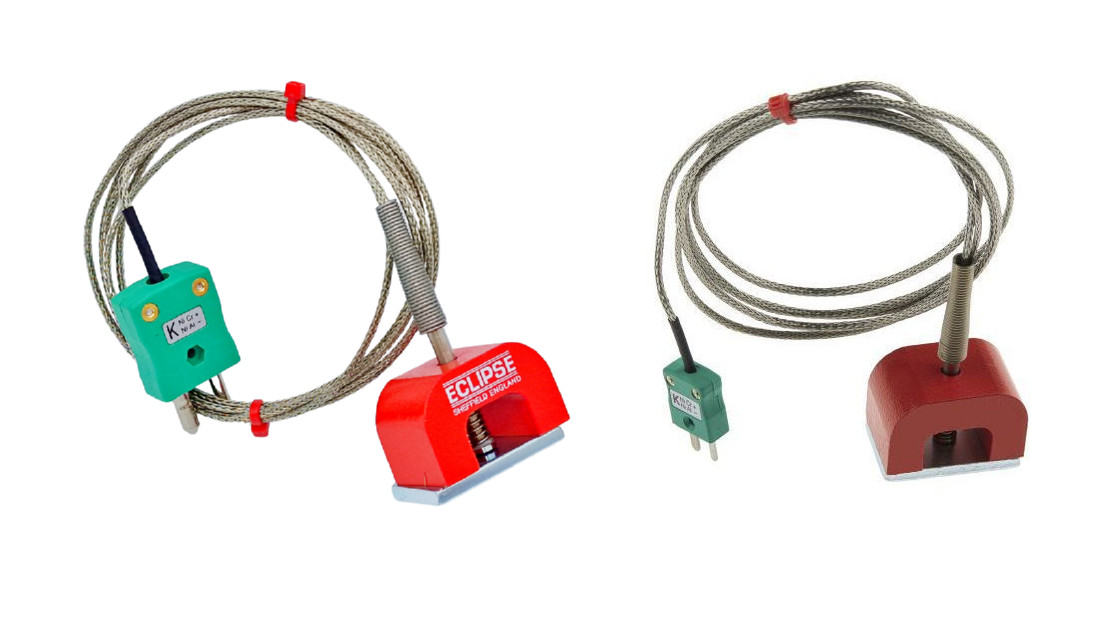Termopar magntico de potencia de traccin (herradura) tipo K IEC, cable aislado con PFA con trenza de acero inoxidable