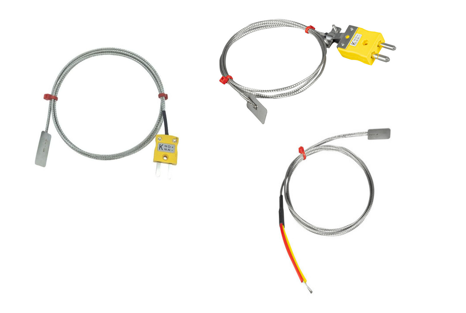Termopar de hoja ANSI, cable aislado de fibra de vidrio con trenza de acero inoxidable