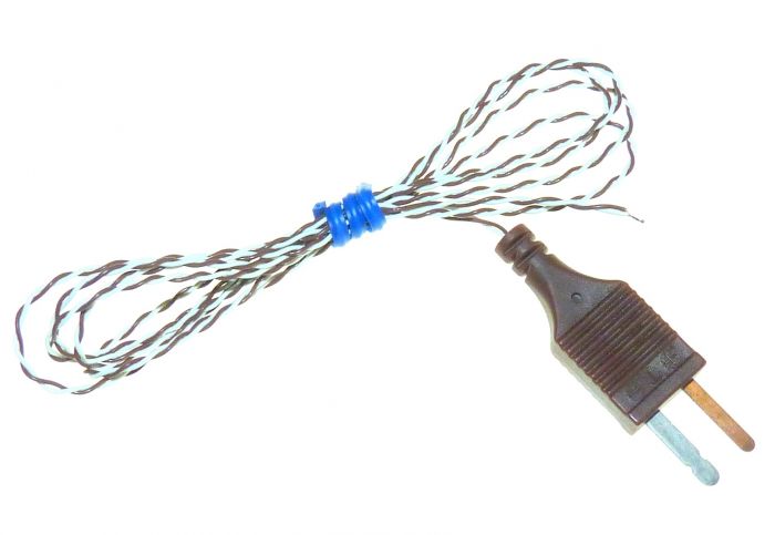 Termopar de unin expuesta IEC con aislamiento PFA doble trenzado con tapn moldeado - Tipo T