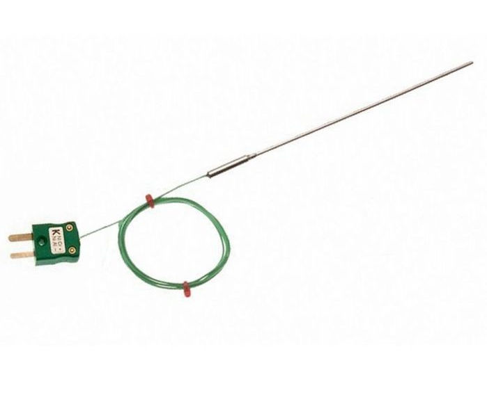 Termopar con aislamiento mineral IEC con sello de olla liso, 1 m de cable IEC aislado con PFA y terminacin de mini enchufe