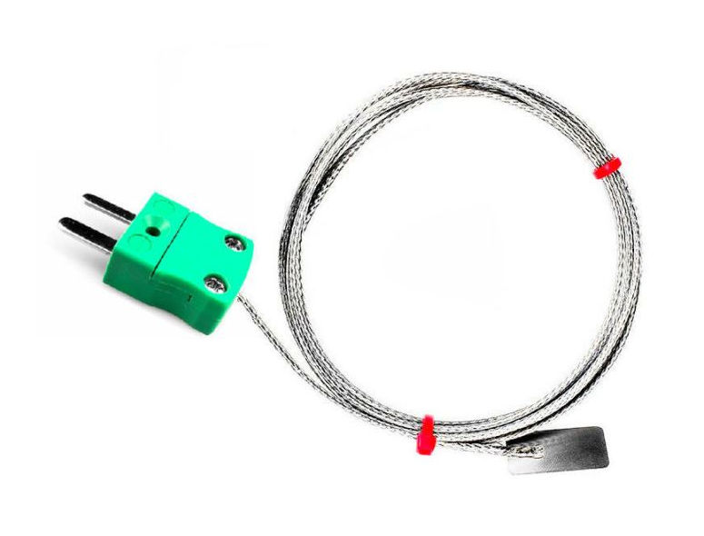 Termopar de hoja IEC, cable aislado con fibra de vidrio con trenzado de acero inoxidable - Tipo K con terminacin de enchufe en miniatura