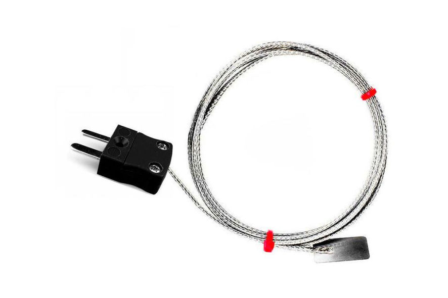 Termopar de hoja IEC, cable aislado con fibra de vidrio con trenzado de acero inoxidable - Tipo J con terminacin de enchufe en miniatura