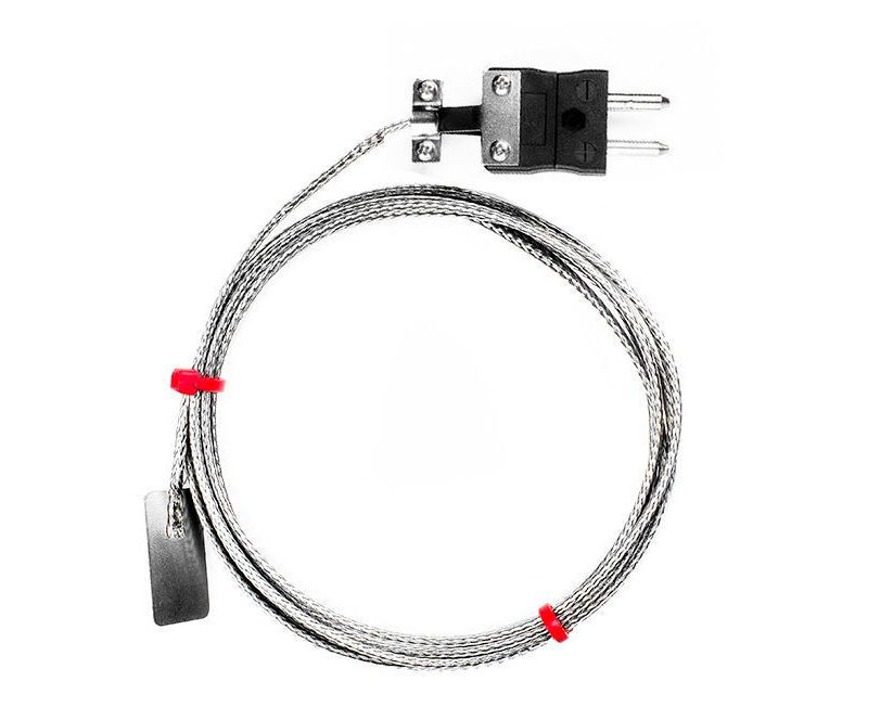 Termopar de hoja IEC, cable aislado de fibra de vidrio con trenzado de acero inoxidable - Tipo J con terminacin de enchufe estndar
