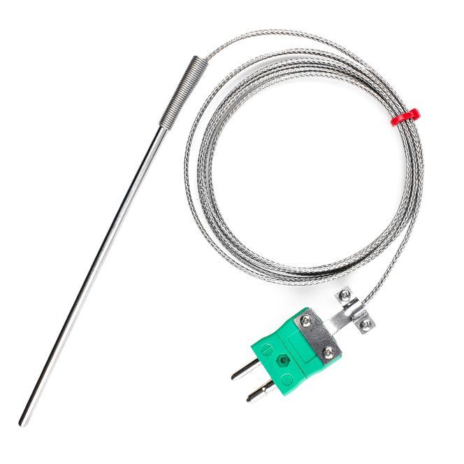 Sonda de termopar de uso general IEC, cable aislado con fibra de vidrio con trenza de acero inoxidable - Tipo K - Terminacin de enchufe estndar