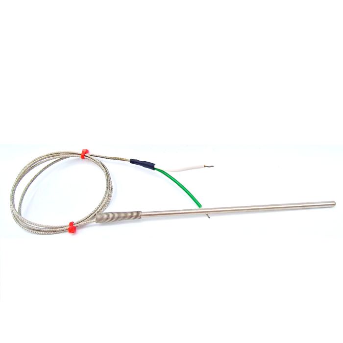 Sonda de termopar de uso general IEC, cable aislado con fibra de vidrio con trenzado de acero inoxidable - Tipo K - Terminacin de colas desnudas