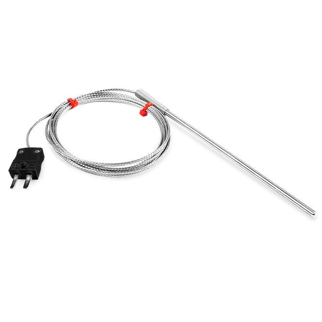 Sonda de termopar de uso general IEC, cable aislado de fibra de vidrio con trenza de acero inoxidable - Tipo J - Terminacin de enchufe en miniatura