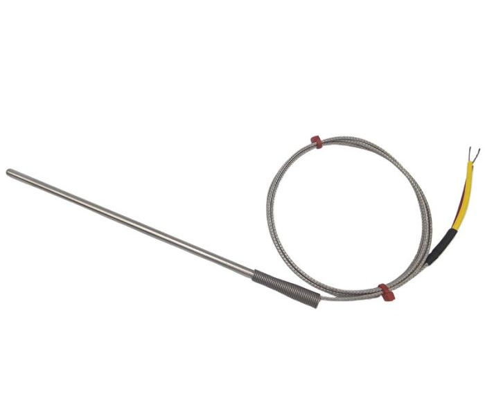 Sonda de termopar de uso general ANSI, cable aislado con fibra de vidrio con trenzado de acero inoxidable - Tipo K que termina en colas desnudas