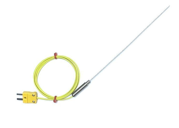 Termopar con aislamiento mineral con sello de olla liso y cable ANSI aislado con PFA con mini enchufe instalado - Tipo K