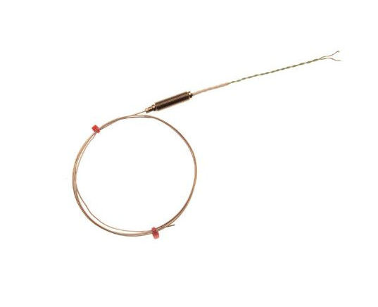 Termopar con aislamiento mineral IEC con potencimetro roscado y 100 mm de cable IEC trenzado doble aislado con PFA - Tipo K
