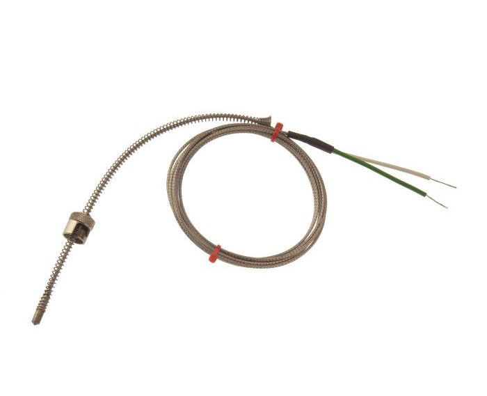 Termopar de bayoneta ajustable IEC, cable trenzado de acero inoxidable de fibra de vidrio - Tipo K - Terminacin de colas desnudas