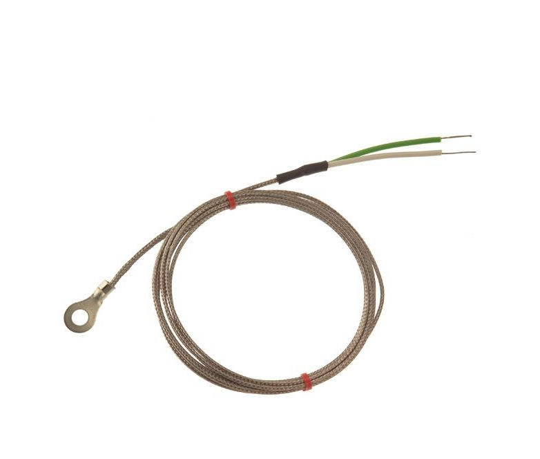 Termopar de arandela IEC, cable aislado en fibra de vidrio con trenza de acero inoxidable tipo K con terminacin de cola desnuda