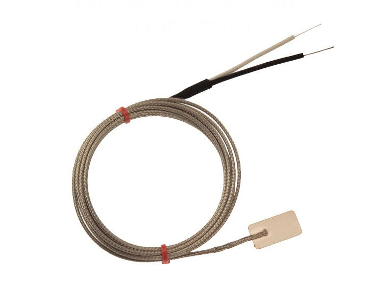 Termopar de hoja IEC, cable aislado con fibra de vidrio con trenzado de acero inoxidable - Tipo J con terminacin de cola desnuda