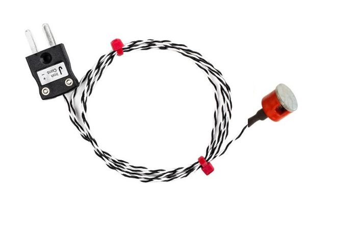 Termopar magntico de botn de extraccin tipo K de 0,7 kg IEC, aislado con PTFE con enchufe en miniatura tipo J