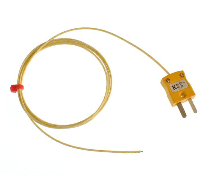 Termopar de unin expuesta aislado con fibra de vidrio ANSI con enchufe en miniatura