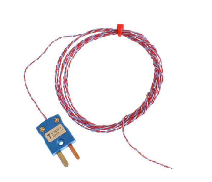 Termopar de unin expuesta aislado con PFA ANSI con enchufe en miniatura - Tipo T