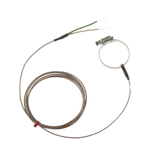 Termopar estilo Jubilee Clip de superficie de tubera IEC, sobretrenza de acero inoxidable de fibra de vidrio - Tipo K
