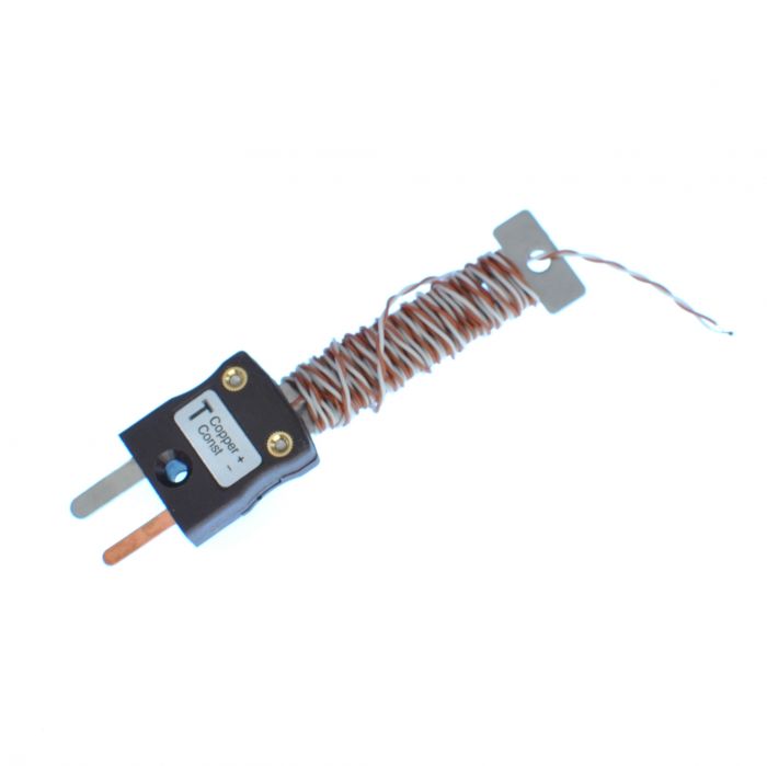 Termopar de unin expuesta IEC con cable PFA con mini enchufe instalado - Tipo T