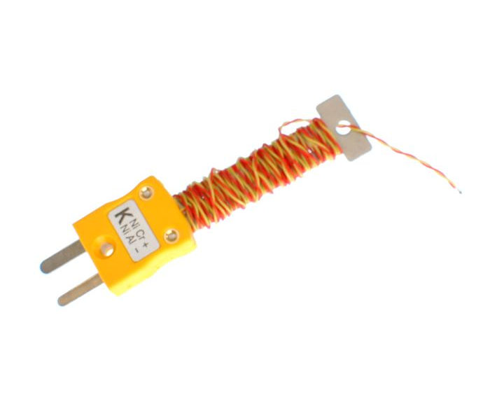 Termopar de unin expuesta ordenada de cables ANSI PFA con mini enchufe instalado - Tipo K
