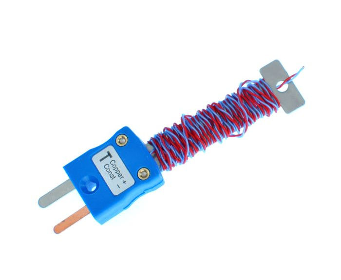 Termopar de unin expuesta ordenada de cables ANSI PFA con mini enchufe instalado - Tipo T
