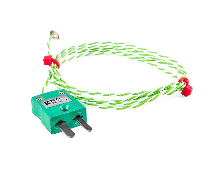 Termopar de disco de alambre fino BS, PTFE con enchufe en miniatura - Tipo K