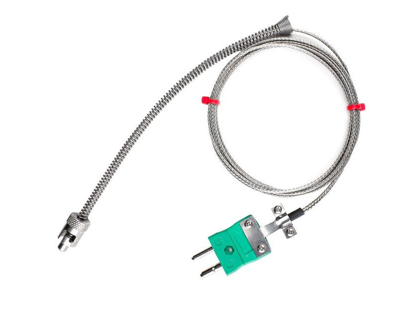 Termopar de bayoneta ajustable IEC, cable trenzado de acero inoxidable de fibra de vidrio - Tipo K