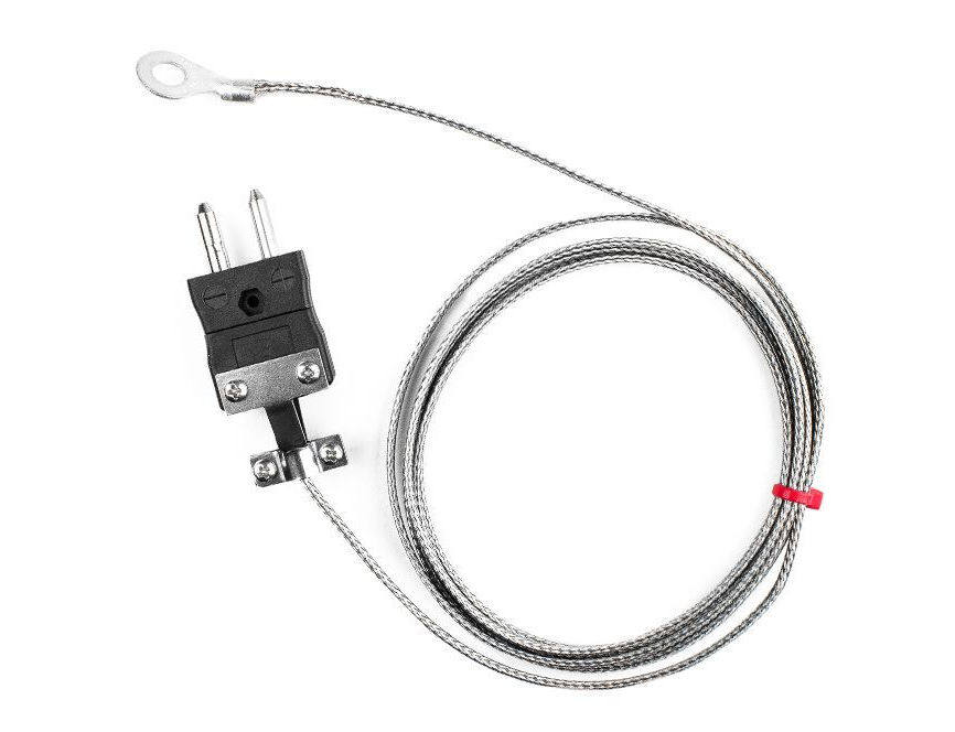 Termopar de arandela IEC, cable aislado en fibra de vidrio con trenza de acero inoxidable tipo J con terminacin de enchufe estndar