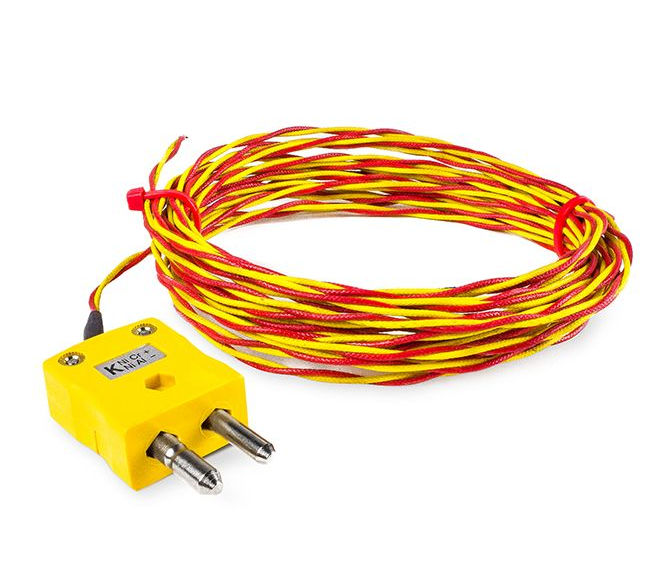 Termopar de punta soldada expuesta de fibra de vidrio de alta temperatura ANSI tipo K con terminacin de enchufe estndar