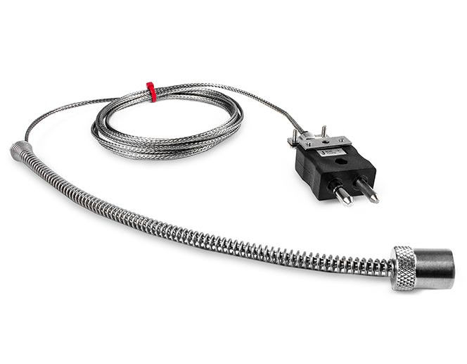 Termopar de bayoneta ajustable IEC, cable trenzado de acero inoxidable de fibra de vidrio - Tipo J