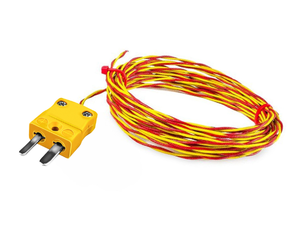 Termopar de punta soldada expuesta de fibra de vidrio de alta temperatura ANSI tipo K con terminacin de enchufe en miniatura