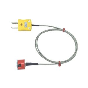 Termopar de imn de botn de traccin tipo K de 1,9 kg ANSI, cable aislado de PFA con terminacin de trenza de acero inoxidable en enchufe estndar - 2M