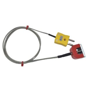 Termopar magntico de potencia de traccin (herradura) tipo K ANSI, cable aislado de PFA con terminacin de trenzado de acero inoxidable en enchufe estndar - 2M