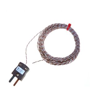 Termopar de unin expuesta IEC de doble torsin con aislamiento de PTFE con enchufe en miniatura - Tipo T - 1 m de longitud
